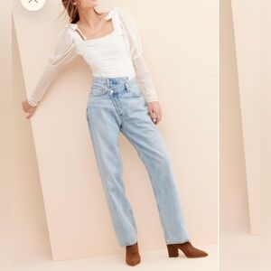 Agolde criss cross Upsized Light Wash High-Rise Straight Jeans